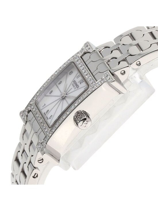 Hermes Watch Mini Diamond SS White Shell